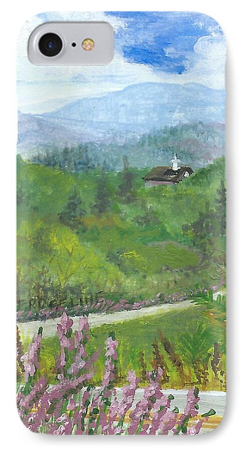 Sky iPhone 8 Case featuring the painting Up in the Mountains by Christina Verdgeline