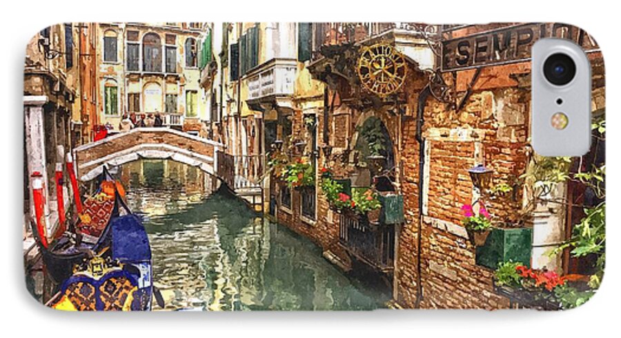 Venice iPhone 8 Case featuring the painting Venice Canal Serenity by Gianfranco Weiss