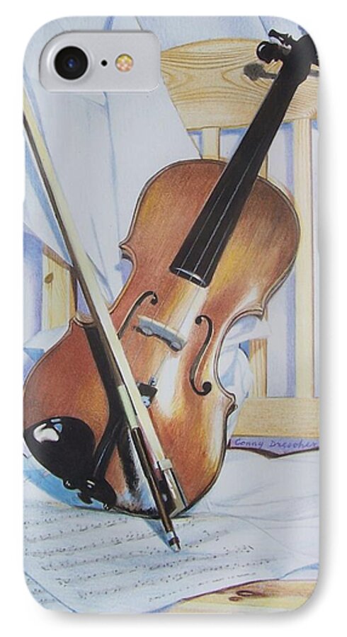Violin iPhone 8 Case featuring the mixed media Virginia's violin by Constance Drescher