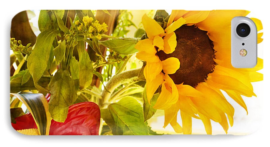 Sunflower iPhone 8 Case featuring the photograph Vivid Cheery Sunflower Bouquet by Maria Janicki