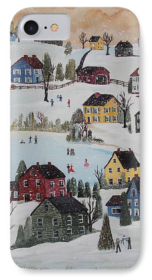 Grandma Moses iPhone 8 Case featuring the painting Waltzing Snow by Virginia Coyle