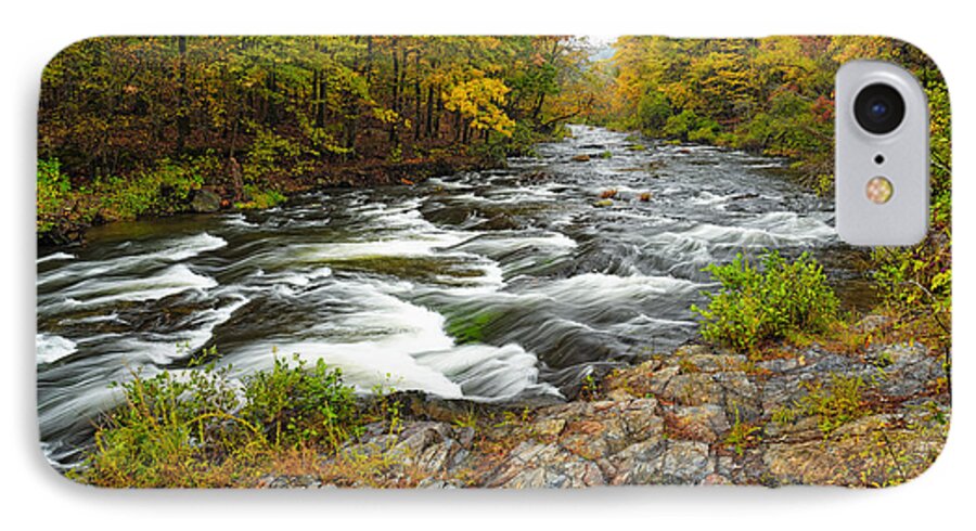 Beaver's Bend State Park iPhone 8 Case featuring the photograph Watching it all go by at Beaver's Bend Broken Bow Fall Foliage Oklahoma by Silvio Ligutti