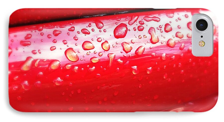 Drops iPhone 8 Case featuring the photograph Water drops on red car paint by Matthias Hauser