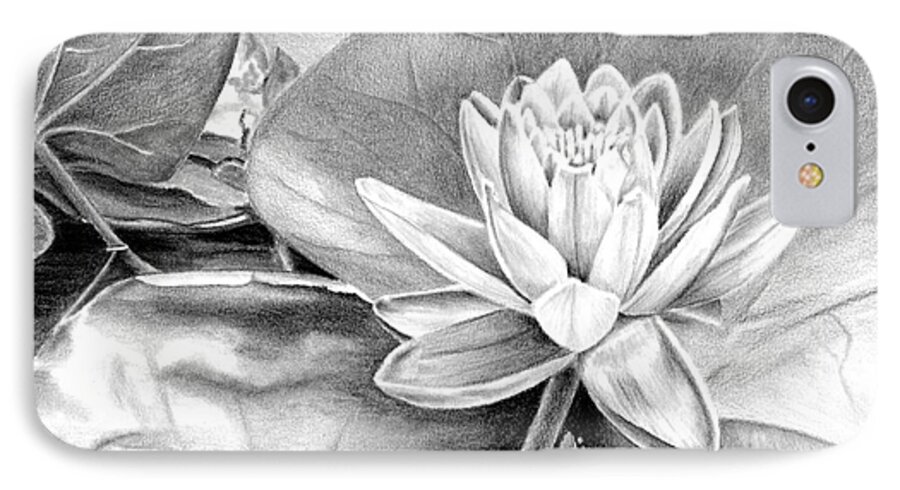 Water Lilly iPhone 8 Case featuring the drawing Water Lilly by Laurianna Taylor