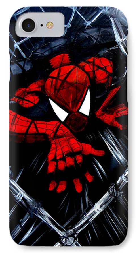 Spiderman iPhone 8 Case featuring the painting Web Crawler by Katy Hawk