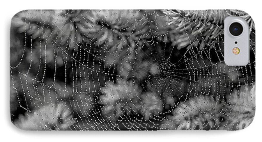 Spider iPhone 8 Case featuring the tapestry - textile Web Drops by Dennis Bucklin