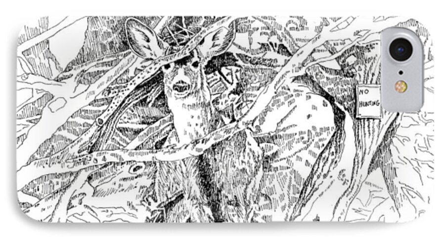 Art iPhone 8 Case featuring the drawing White-tail Encounter by Bern Miller