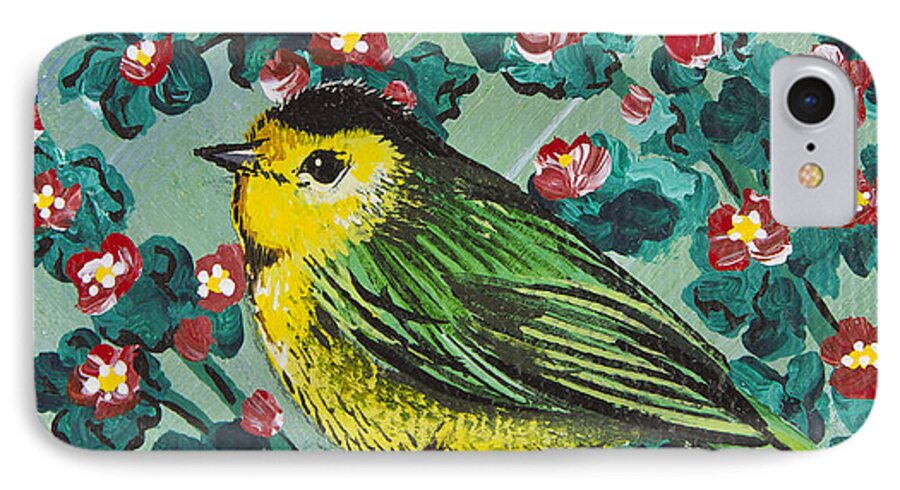 Warbler iPhone 8 Case featuring the painting Wilson's Warbler Mini by Jennifer Lake