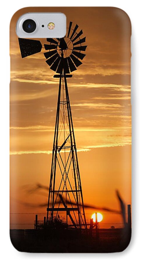 Windmill iPhone 8 Case featuring the photograph Windmill On The Prairie by Shirley Heier