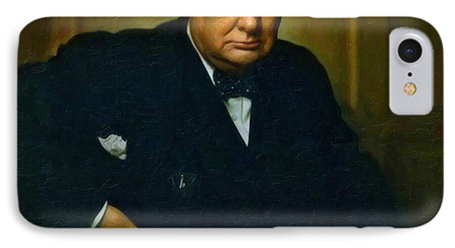 Landmark iPhone 8 Case featuring the painting Winston Churchill by Celestial Images