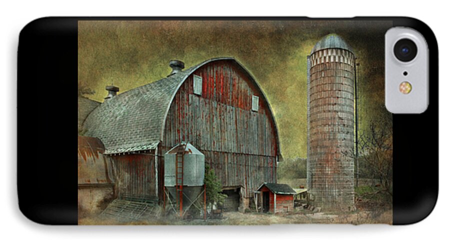 Wisconsin; Barns; Wisconsin Barns; Crib Barn; Cows; Pasture; Landscape; Digital Landscape; Jeff Burgess; Imagesfx; Jeff Burgess Photography; Vacation; Cattle; Midwest; United States Midwest; Trees; Metal; Roof; Red; Red Barn iPhone 8 Case featuring the photograph Wisconsin Barn - Series by Jeff Burgess