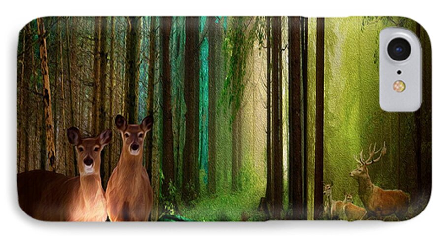  iPhone 8 Case featuring the painting Wood Deer by Michael Pittas