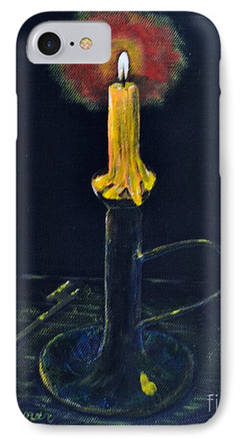 Coin iPhone 8 Case featuring the painting Yellow candle by Melvin Turner
