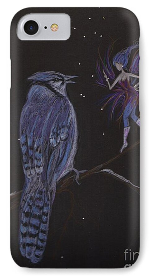 Bluejay iPhone 8 Case featuring the drawing You've Been Kinda Mean by Dawn Fairies