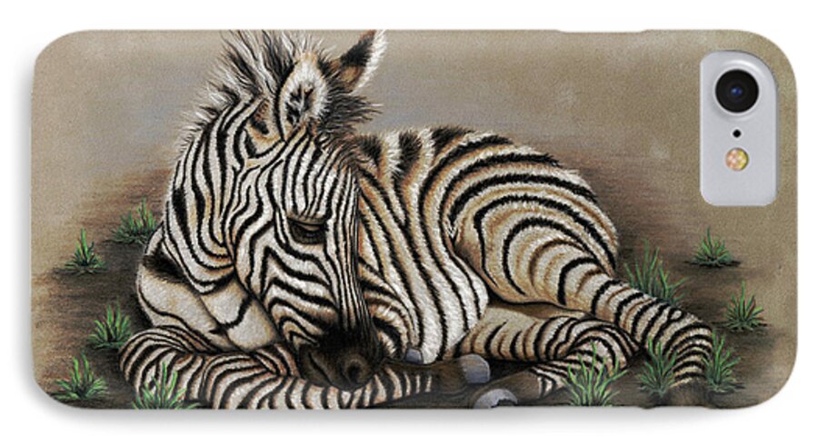 Zebra iPhone 8 Case featuring the painting Zamir by Lori Sutherland