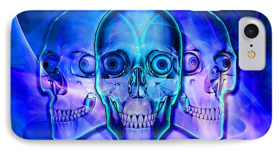 Illuminated iPhone 8 Case featuring the digital art Illuminated Skulls #1 by Michael Stowers