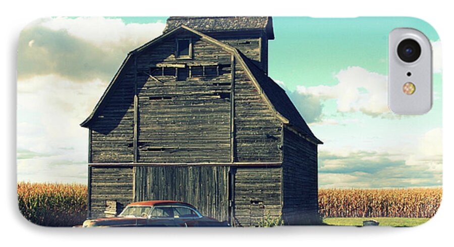 Vintage iPhone 8 Case featuring the photograph 1950 Cadillac Barn Cornfield by Lyle Hatch