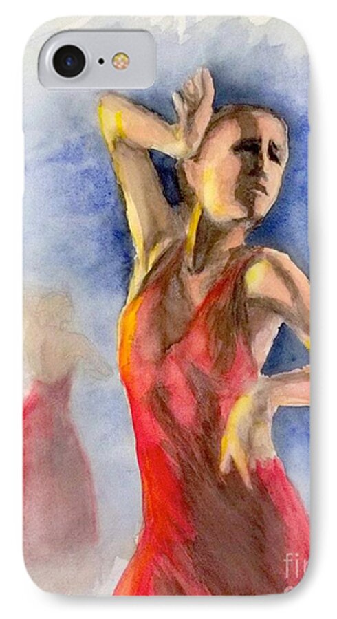 Flamenco iPhone 8 Case featuring the painting A Flamenco Dancer 2 by Yoshiko Mishina