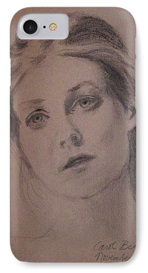 Graphite And Charcoal On Pastel Paper iPhone 8 Case featuring the painting Em by Carol Berning