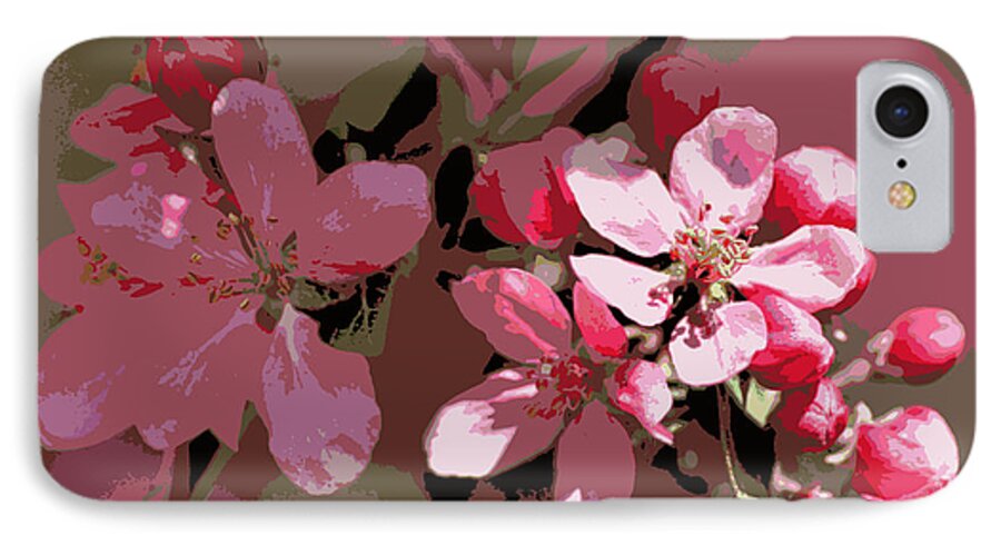 Flower iPhone 8 Case featuring the photograph Flowering Crabapple Posterized by Mark J Seefeldt