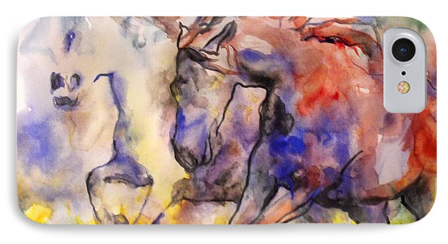 Horse iPhone 8 Case featuring the painting Free Spirits by Koro Arandia