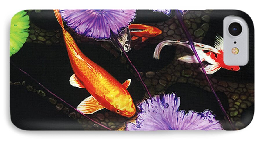 Koi iPhone 8 Case featuring the painting Lunch Time by Dan Menta