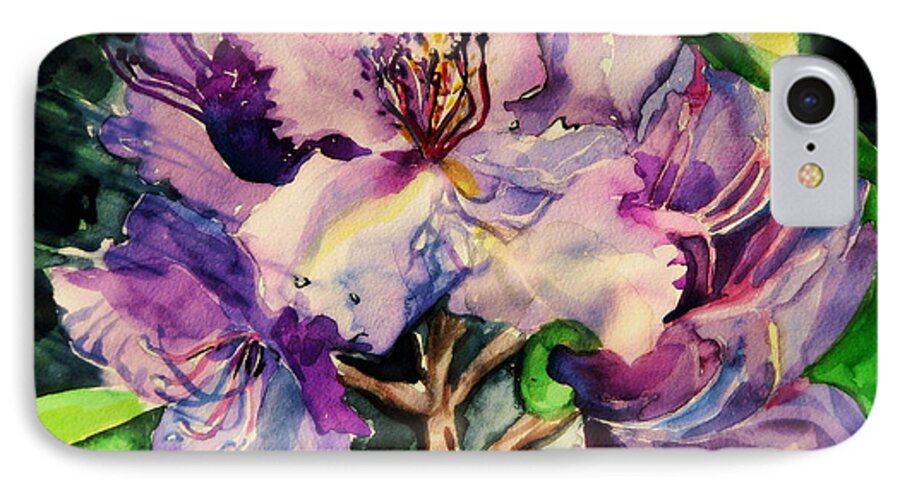 Rhododendron iPhone 8 Case featuring the painting Rhododendron Violet by Mindy Newman