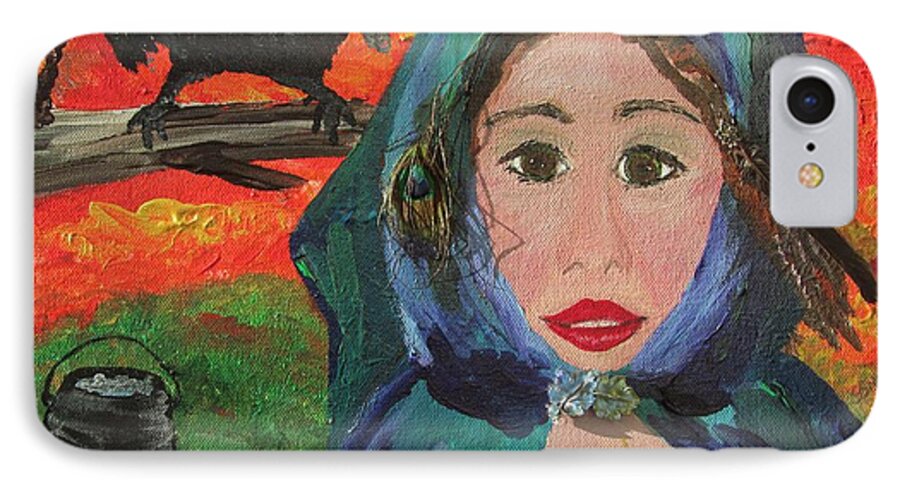 Raven iPhone 8 Case featuring the painting Samhain by Susan Voidets