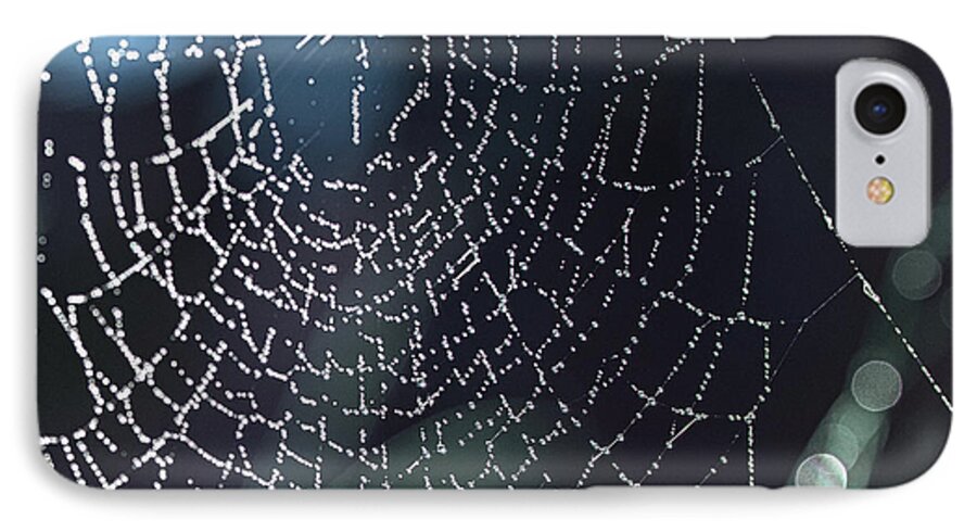Spiderweb iPhone 8 Case featuring the photograph Spiderweb Blues by Artist and Photographer Laura Wrede