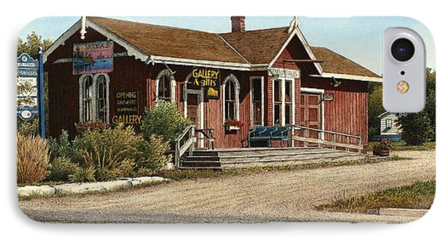 Train Station iPhone 8 Case featuring the painting Station Gallery Fenelon Falls by Robert Hinves