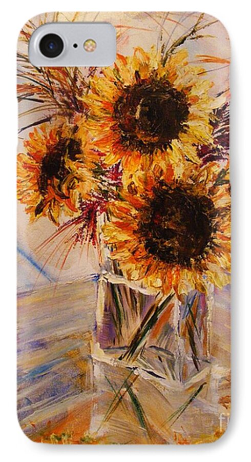 Flowers iPhone 8 Case featuring the painting Sunflowers by Karen Ferrand Carroll