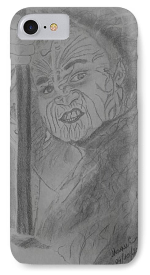 Haka iPhone 8 Case featuring the drawing The haka dancer by Manuela Constantin
