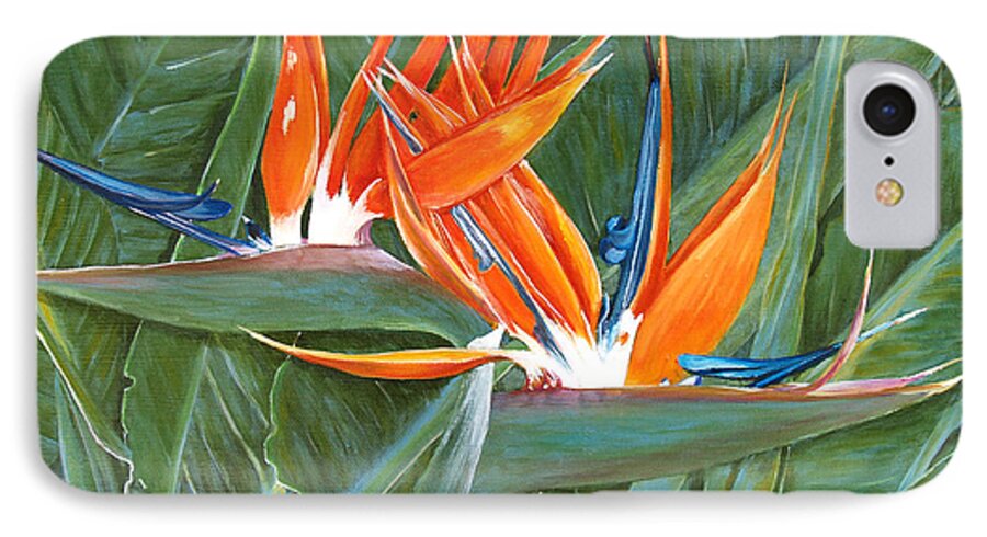 Floral iPhone 8 Case featuring the painting Birds Of Paradise by Larry Geyrozaga