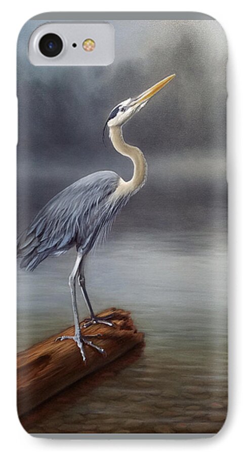 Oil iPhone 8 Case featuring the painting Blue Heron #1 by Linda Merchant