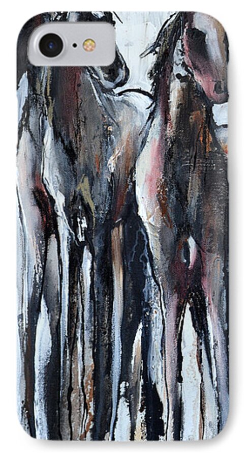 Horse iPhone 8 Case featuring the painting Three #2 by Cher Devereaux
