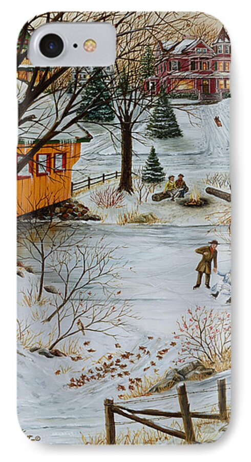 Winter Memories (3 Of 4) Is Part Of A 4-panel Specially Cropped Scene From winter Memories. See The Original Full Size Painting Of winter Memories. iPhone 8 Case featuring the painting Winter Memories 3 of 4 #1 by Doug Kreuger