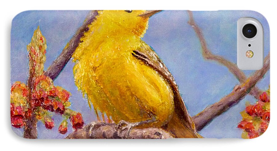 Golden Swamp Warbler iPhone 8 Case featuring the painting Yellow Warbler #1 by Joe Bergholm