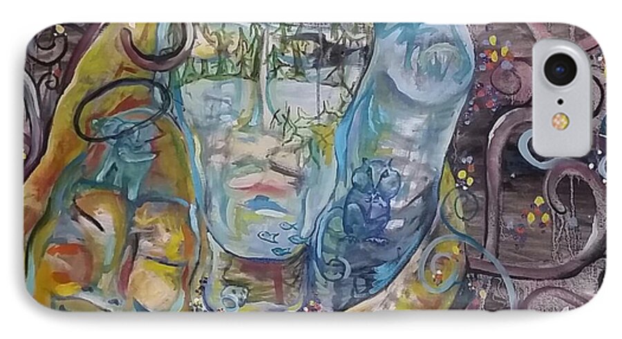 Environment iPhone 8 Case featuring the painting 2 Angels hugging Environmental Warrior Goddess by Carol Rashawnna Williams