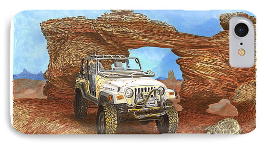 F2005 Jeep Rubicon 4 Wheeler iPhone 8 Case featuring the painting 2005 Jeep Rubicon 4 wheeler by Jack Pumphrey