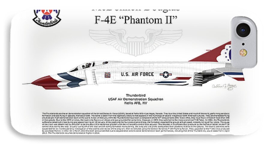 Mcdonnell Douglas iPhone 8 Case featuring the digital art McDonnell Douglas F-4E Phantom II Thunderbird #5 by Arthur Eggers
