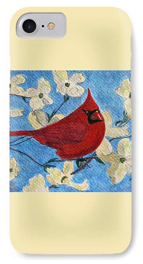 Cardinal iPhone 8 Case featuring the painting A Cardinal Spring by Angela Davies