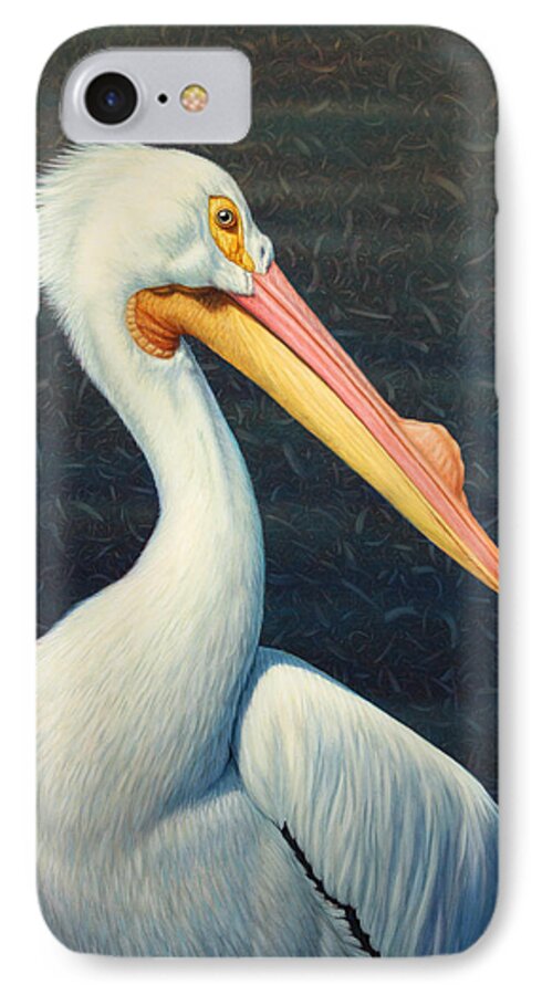 Pelican iPhone 8 Case featuring the painting A Great White American Pelican by James W Johnson
