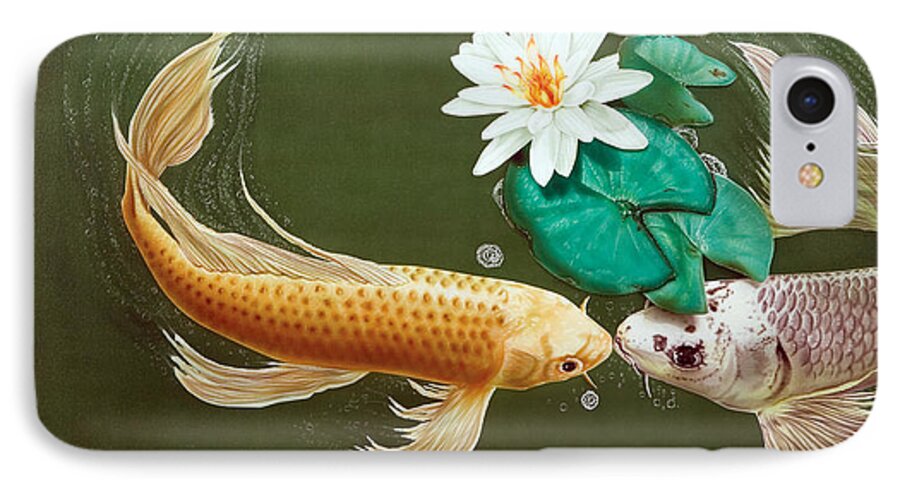 Koi Fish iPhone 8 Case featuring the painting A Kiss Is Just A Kiss by Dan Menta