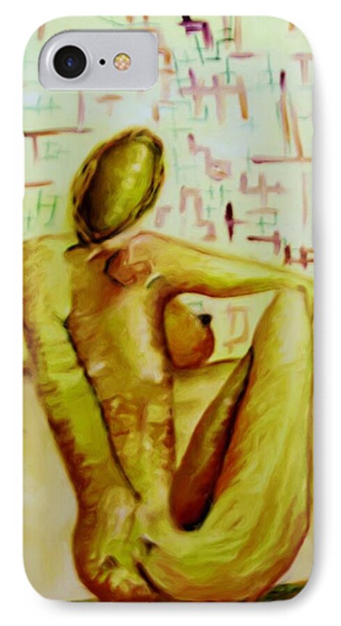 Nude iPhone 8 Case featuring the painting A moment in time by Shelley Bain