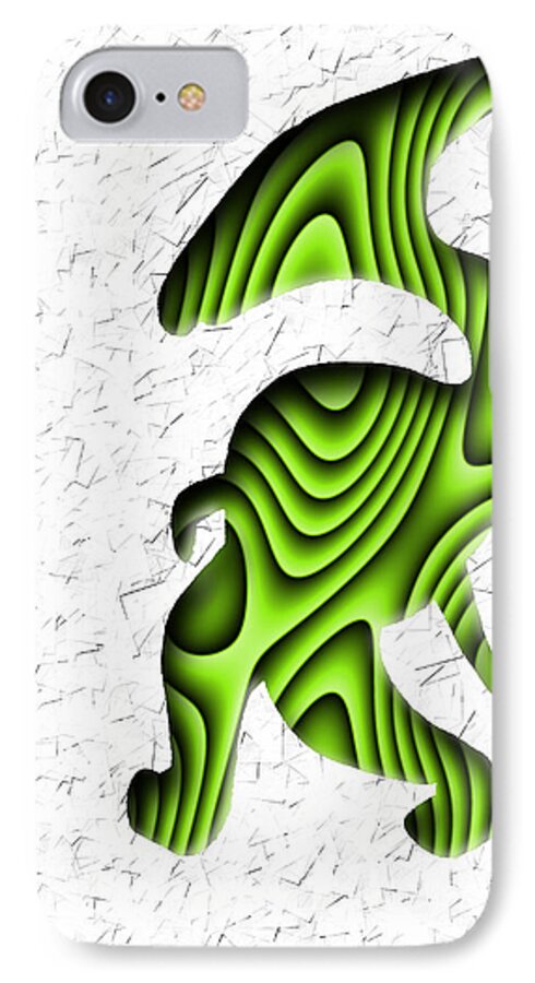 Monster iPhone 8 Case featuring the digital art Abstract Monster Cut-out Series - Green Stroll by Uncle J's Monsters