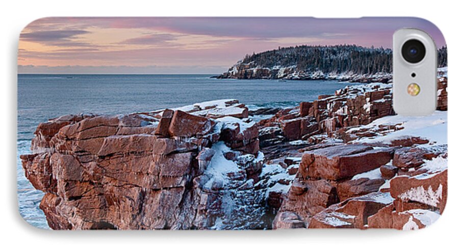 Acadia National Park iPhone 8 Case featuring the photograph Acadian Cliffs Winter Sunrise 1 by Susan Cole Kelly