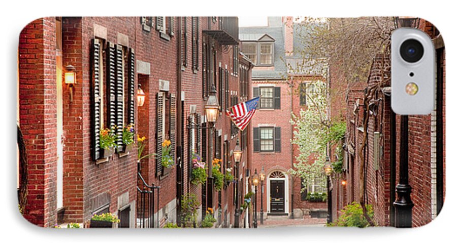 April iPhone 8 Case featuring the photograph Acorn Street by Susan Cole Kelly