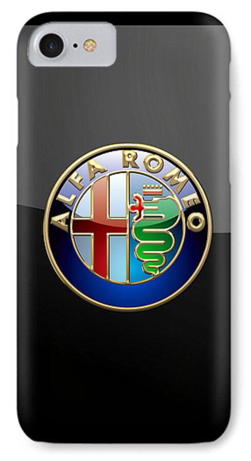 Wheels Of Fortune Collection By Serge Averbukh iPhone 8 Case featuring the photograph Alfa Romeo - 3 D Badge on Black by Serge Averbukh