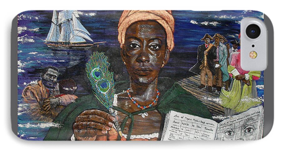 Portrait iPhone 8 Case featuring the painting Aminata's Book of Negroes by Lee McCormick