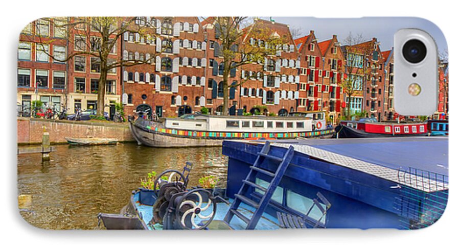 Amsterdam iPhone 8 Case featuring the photograph Amsterdam Houseboats by Nadia Sanowar